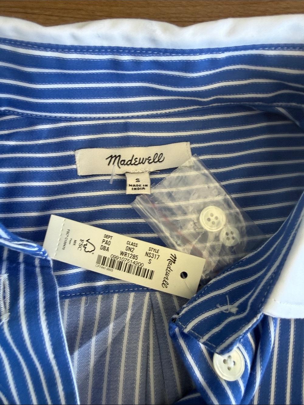 NWT Madewell Relaxed Button Up Shirt Striped Small Preppy Coastal - Picture 3 of 7